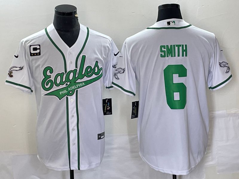Men Philadelphia Eagles #6 Smith White Co Branding Game NFL Jersey style 6->philadelphia eagles->NFL Jersey